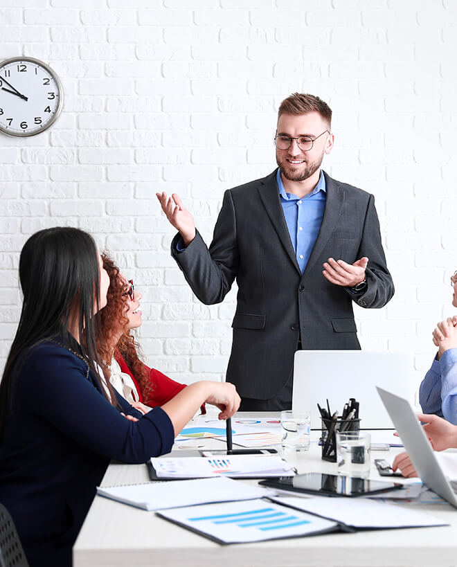 Small business team meeting with IT partner